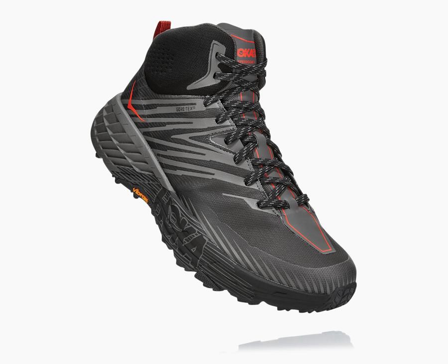 Trail Shoes Mens - Hoka One One Speedgoat Mid GORE-TEX 2 - Black - GKCIMBZ-48